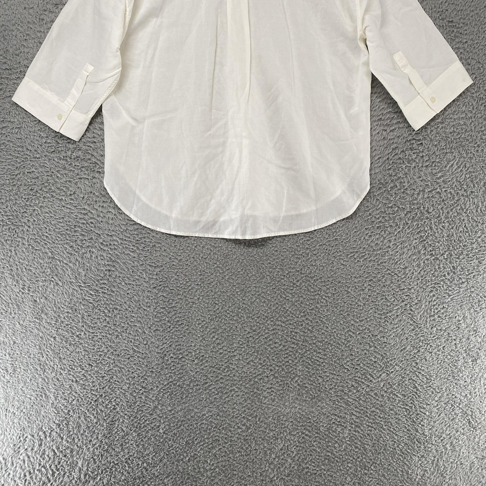 Uniqlo Linen Top Womens Medium Button Up Minimalist Capsule Collarless White - Picture 9 of 12